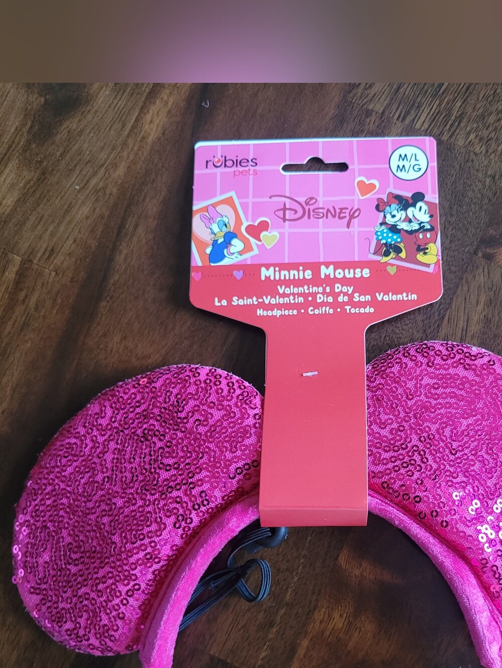 Disney Minnie Mouse Hot Pink Sequin Ear Headband For Dogs